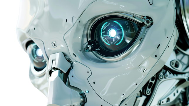 Robot eye on white isolated transparent background - Powered by Adobe