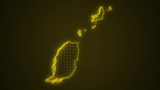 Neon Yellow Grenada Map Borders Outline Loop Background
