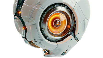 Robot eye on white isolated transparent background