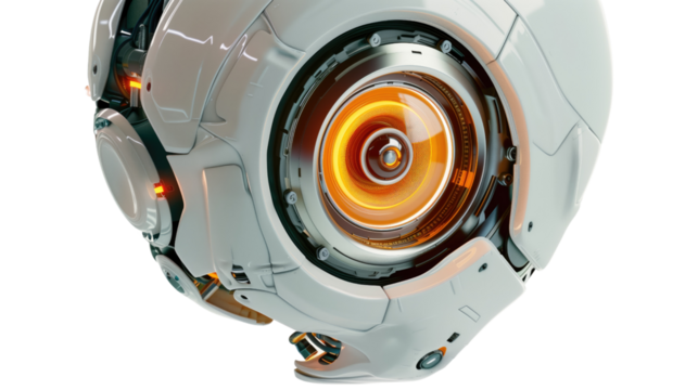 Robot eye on white isolated transparent background - Powered by Adobe