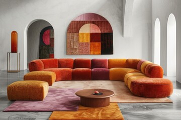 Collection of Large corner sofa with several chairs in the room designs inspiration ideas