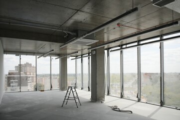 Office Construction Site. Concept of commercial construction