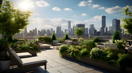 Fototapeta premium Greenery on the roof top