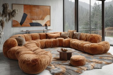 Collection of Large corner sofa with several chairs in the room designs inspiration ideas
