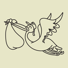 Flying Stork With A Baby