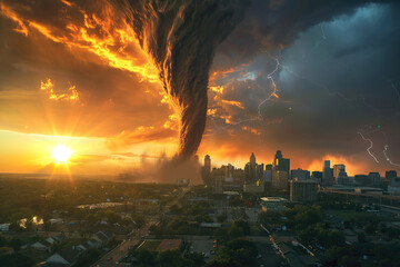 Generative ai on theme of scary ominous huge hurricane tornado, apocalyptic dramatic background