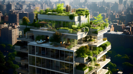 Obraz premium Modern house with glass windows and green plants
