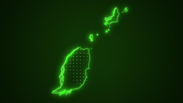 Neon Green Grenada Map Borders Outline Loop Background