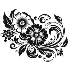 Beautiful black and gold and red floral pattern on white background, textile design, wallpaper, design elements, greeting cards.