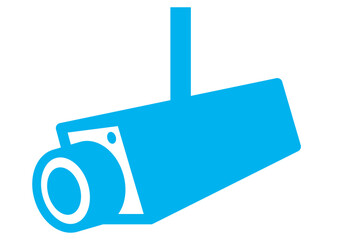 セキュリティー監視の防犯カメラ斜め横向水色