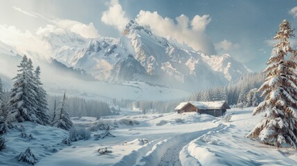 Impressive Winter Landscape in the Mountains and Surroundings