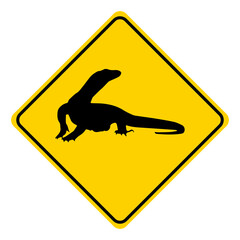 traffic signs on the road Warning: Be careful of komodo dragon.