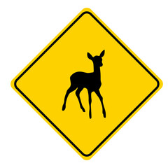 traffic signs on the road Warning: Be careful of deer.