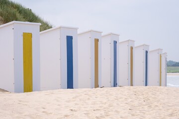 Colorful changing cabins on the beach