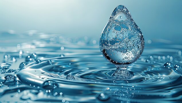 Abstract Glass Earth Emerging from a Water Drop: A Three-Dimensional Global Perspective