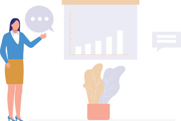 Girl pointing at business graph.