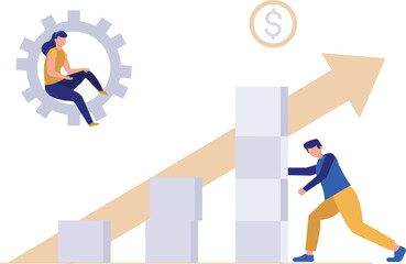 The girl and the boy are working on a graph.