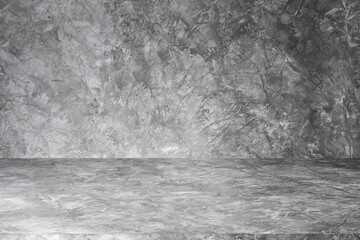 Wall empty studio interior background and backdrop of concrete cement wall in black and gray tones. Studio interior background and empty space Decorating ideas	