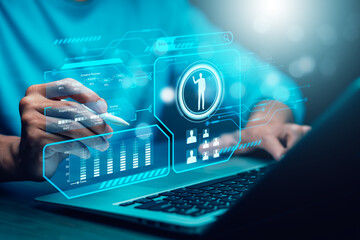 HR or Hiring Human Resources with Document Management Checking System, online documentation database and process manage files, Concept privacy policy and unemployment finding a job,