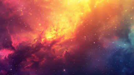 Obraz premium Vibrant Cosmic Nebula with Colorful Gas Clouds and Stars in Deep Space, Perfect for Science Fiction, Astronomy, and Space Exploration Themes, Ideal for Backgrounds, Wallpapers, and Educational