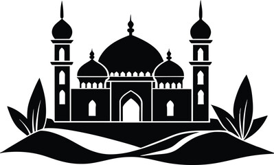 Desert Mosque Silhouette Vector Illustration