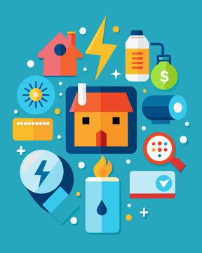 Budgeting for basic household bills like electricity and water before indulging in nonessential purchases like concert tickets or vacations.. Vector illustration