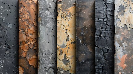 Fototapeta premium Collection of distressed textures with a somber impact.
