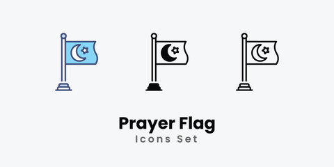 Prayer Flag icons vector set stock illustration.