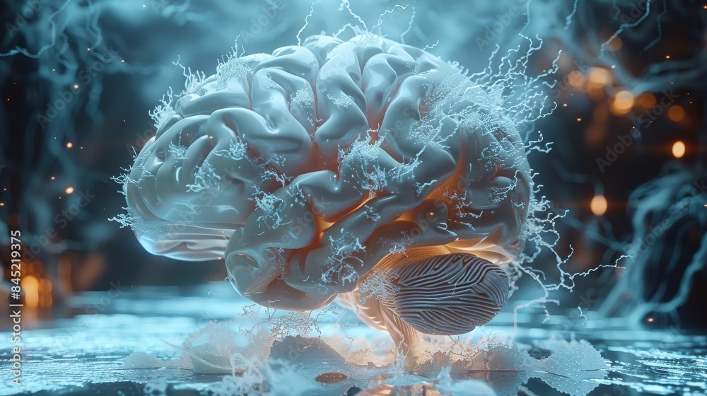 Aufkleber digital brain, science concept. generative ai.