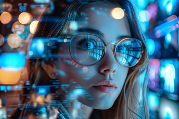 Artistic montage of female content creator editing and sharing videos on popular online platform, receiving positive response.