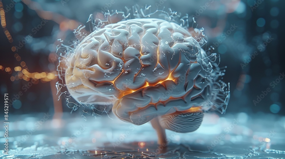 Aufkleber digital brain, science concept. generative ai.