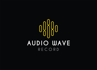 Pulse music player logo element. Logo template electronic music, equalizer, store, audio wave logo concept.