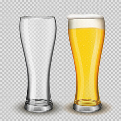 two glasses of beer vector illustration
