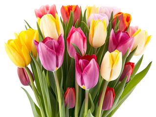 Obraz premium Bouquet of beautiful tulips, isolated, white background