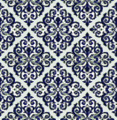 Seamless blue pixel background with pattern.
