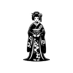 japanese geisha beautiful dress traditional japan vector illustration