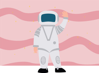 Boy is waving in space.