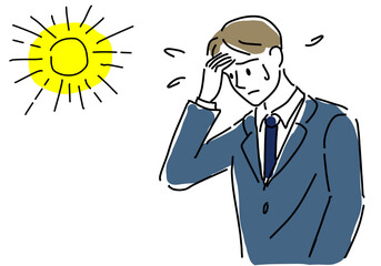 熱中症で体調が悪いビジネスマン