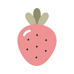 Strawberry. Flat cartoon vector illustration isolated on white background. For card, posters, stickers, banners, printing on the pack, printing on clothes, fabric, wallpaper