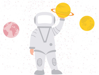 The spaceman pointing at the planets. © Flaticons