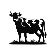 Cow black silhouette vector with white color background