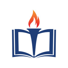 Book of faith logo design. flame book vector icon template
