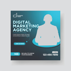 Modern Digital Marketing Agency Social Media Post For Business. Abstract Advertisement Square Web Post for Company Promotion.