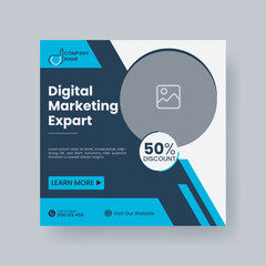 Modern Digital Marketing Agency Social Media Post For Business. Abstract Advertisement Square Web Post for Company Promotion.