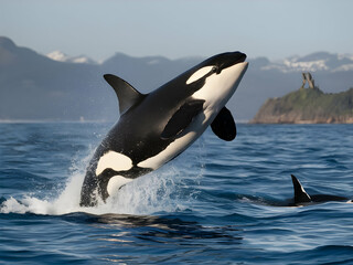 two dolphins in the sea