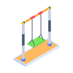 Handy isometric icon of a playground swing 

