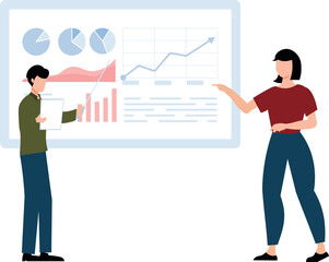 A girl and a boy are discussing about business.