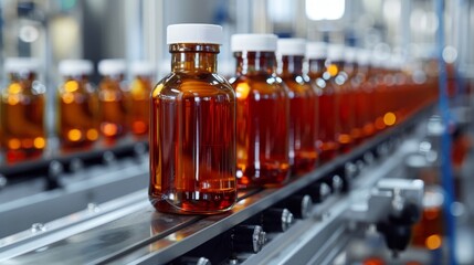 Automated robotic production line in a modern factory, creating Chimichurri sauce, showcasing precision and cleanliness, with a focus on Latin American cuisine