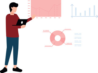 Boy pointing at business graph.