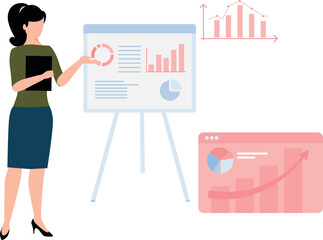 The girl is doing business presentation.